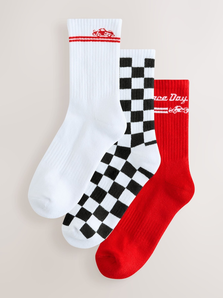 Racing Car Cushion Sole Ribbed Sport Ankle Socks With Arch Support 3 Pack - Image 1 of 6 Racing Car Cushion Sole Ribbed Sport Ankle Socks With Arch Support 3 Pack - Image 1 of 6