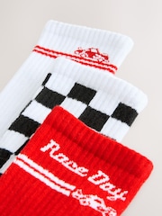 Racing Car Cushion Sole Ribbed Sport Ankle Socks 3 Pack With Arch Support - Image 5 of 6