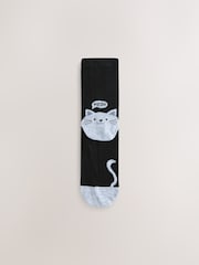 Cat Faces Heel and Toe Detail Ankle Socks 4 Pack - Image 3 of 7