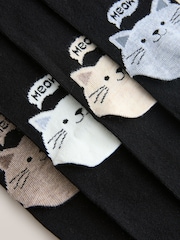 Cat Faces Heel and Toe Detail Ankle Socks 4 Pack - Image 6 of 7