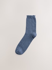 Chocolate Brown/Blue - Crochet Style Ankle Socks 2 Pack - Imagen 2 de 5