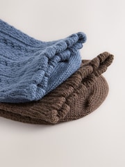 Chocolate Brown/Blue - Crochet Style Ankle Socks 2 Pack - Imagen 5 de 5