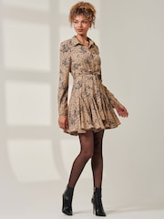 Jolie Moi Brown Flared Shirt Dress - Image 4 of 7