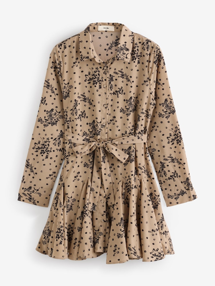 Jolie Moi Brown Flared Shirt Dress - Image 7 of 7