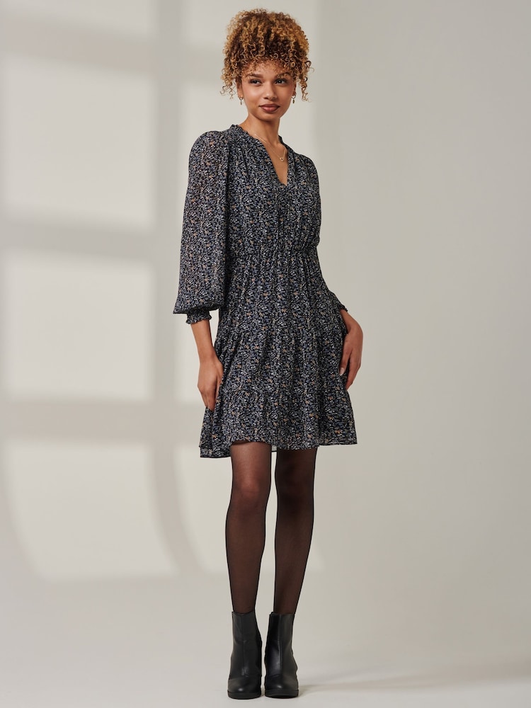 Jolie Moi Blue Ditsy Chiffon Midi Dress - Image 2 of 7