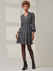 Jolie Moi Blue Ditsy Chiffon Midi Dress - Image 3 of 7