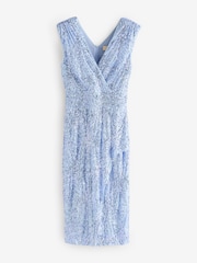 Jolie Moi Blue Demi Sequin Wrap Slit Bodycon Dress - Image 6 of 6