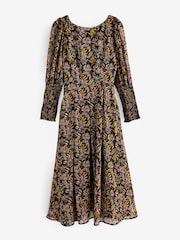 Jolie Moi Black Cuffed Ballon Sleeve Dress - Image 1 of 1