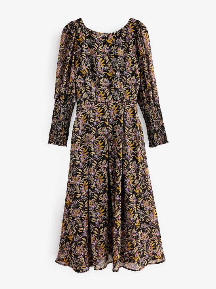Jolie Moi Black Cuffed Ballon Sleeve Dress - Image 1 of 1