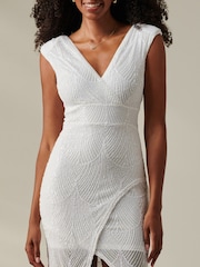 Jolie Moi White Demi Sequin Wrap Slit Bodycon Dress - Image 3 of 6