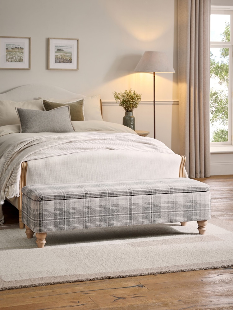 Versatile Check Nevis Grey Hartford Ottoman Blanket Box - Image 1 of 10