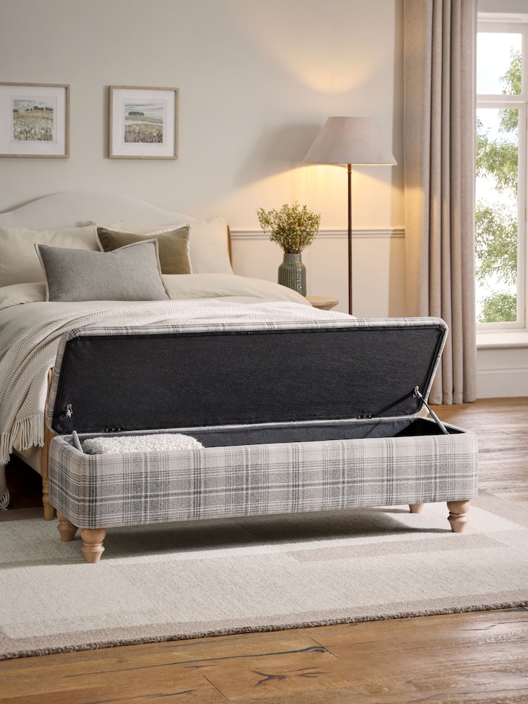 Versatile Check Nevis Grey Hartford Ottoman Blanket Box - Image 2 of 10
