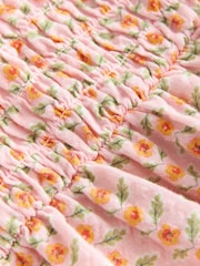 Laura Ashley Peach Pink Langford Leaves 100% Cotton Seersucker One Shoulder Dress - Image 7 of 7