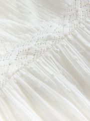 Laura Ashley White Textured Lace Midaxi 100% Cotton Dress - Image 15 of 16