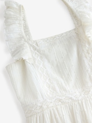 Laura Ashley White Textured Lace Midaxi 100% Cotton Dress - Image 16 of 16