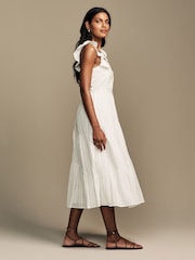 Laura Ashley White Textured Lace Midaxi 100% Cotton Dress - Image 2 of 16