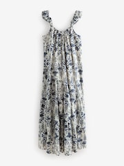 Laura Ashley Cream/Navy Floral Print Bubble Strap Maxi Dress - Image 12 of 13