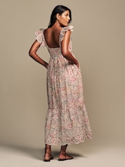 Laura Ashley Multi Clarissa Ditsy Floral Print Broderie Midaxi Dress - Image 2 of 8