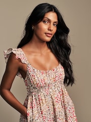 Laura Ashley Multi Clarissa Ditsy Floral Print Broderie Midaxi Dress - Image 5 of 8