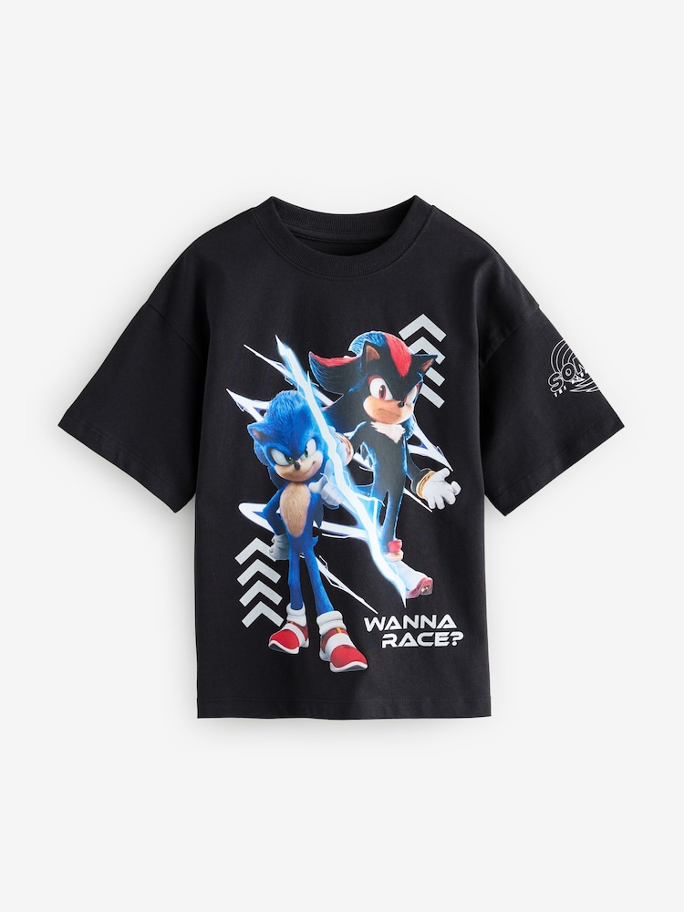 Black Sonic The Hedgehog 3 Official Movie Graphic 100% Cotton T-Shirt (7-14yrs) - Image 1 of 4