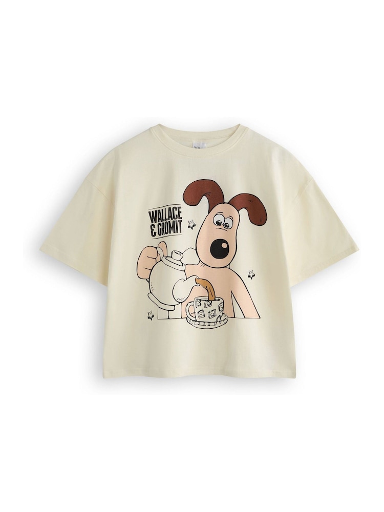 Vanilla Underground Cream Ladies Wallace and Gromit 100% Cotton Pyjamas - Image 2 of 6