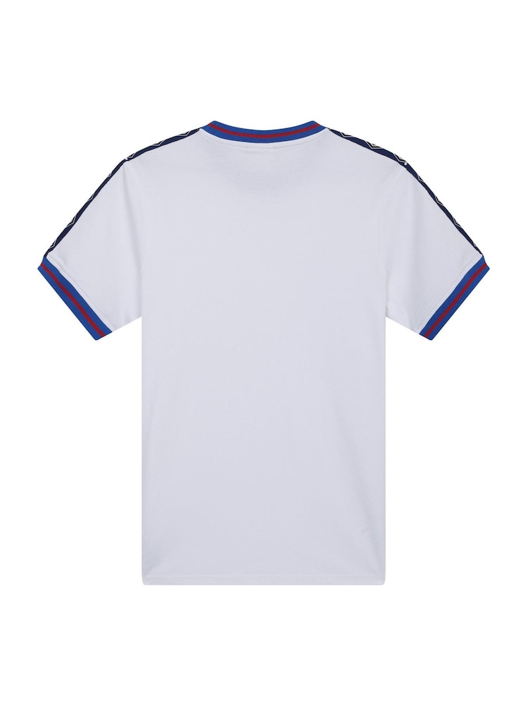 Umbro White Infilled Tape 100% Cotton T-Shirt - Image 2 of 2 Umbro White Infilled Tape 100% Cotton T-Shirt - Image 2 of 2