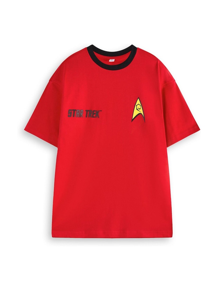 Vanilla Underground Red Mens Star Trek Character 100% Cotton T-Shirt - Image 1 of 6 Vanilla Underground Red Mens Star Trek Character 100% Cotton T-Shirt - Image 1 of 6
