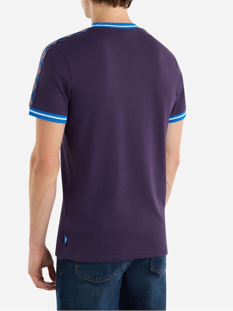 Umbro Purple Infilled Tape 100% Cotton T-Shirt - Image 2 of 4 Umbro Purple Infilled Tape 100% Cotton T-Shirt - Image 2 of 4