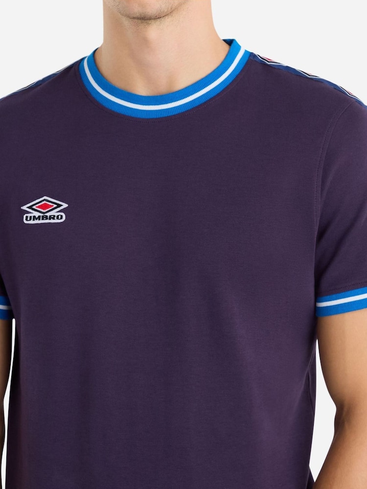 Umbro Purple Infilled Tape 100% Cotton T-Shirt - Image 4 of 4