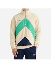 Umbro Cream Panelled Quarter Zip Fleece - Image 1 of 4