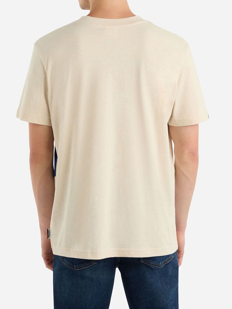 Umbro Cream Diagonal Diamond 100% Cotton T-Shirt - Image 1 of 4 Umbro Cream Diagonal Diamond 100% Cotton T-Shirt - Image 1 of 4
