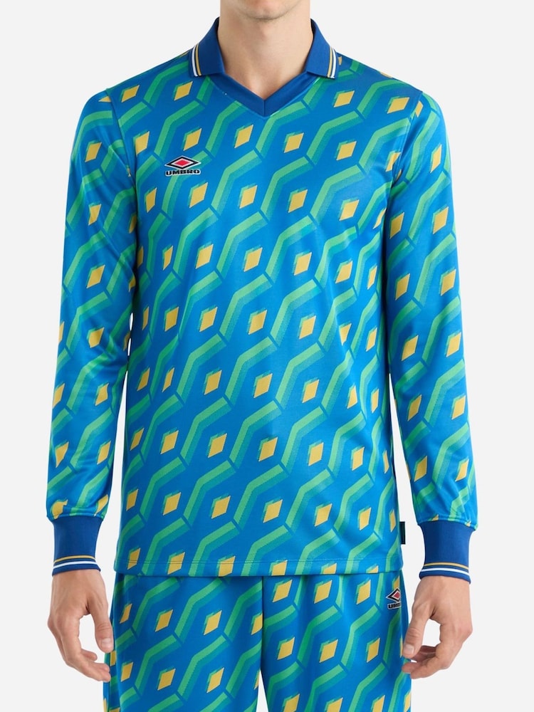 Umbro Blue Jacquard Long Sleeve Jersey - Image 1 of 4