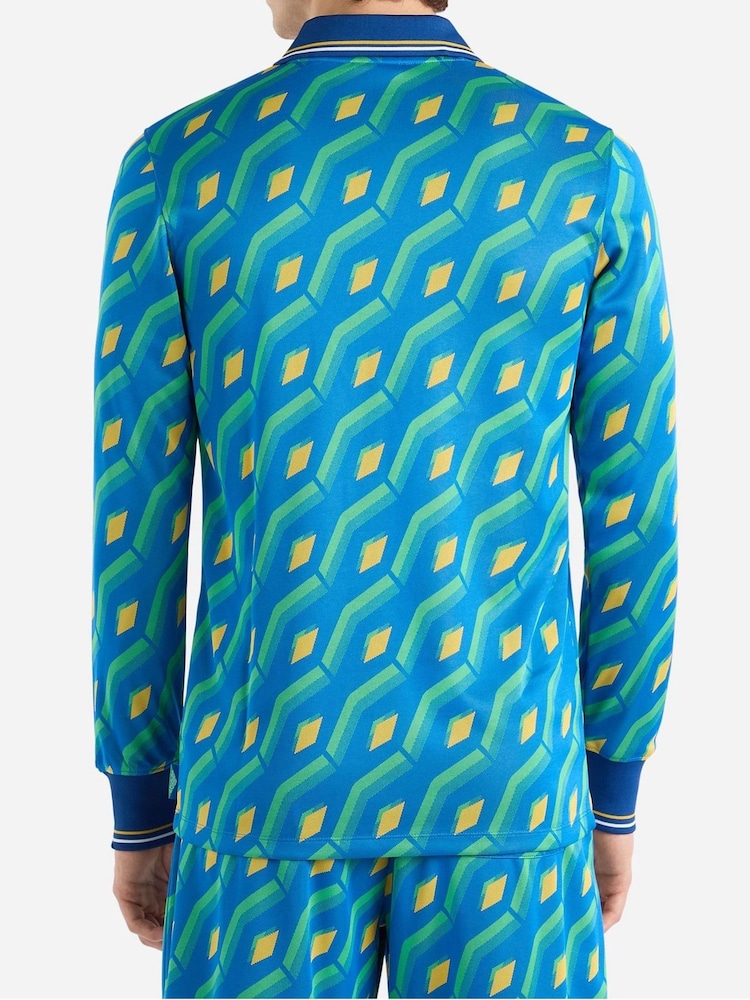 Umbro Blue Jacquard Long Sleeve Jersey - Image 2 of 4