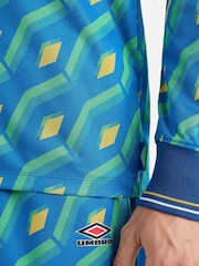 Umbro Blue Jacquard Long Sleeve Jersey - Image 4 of 4