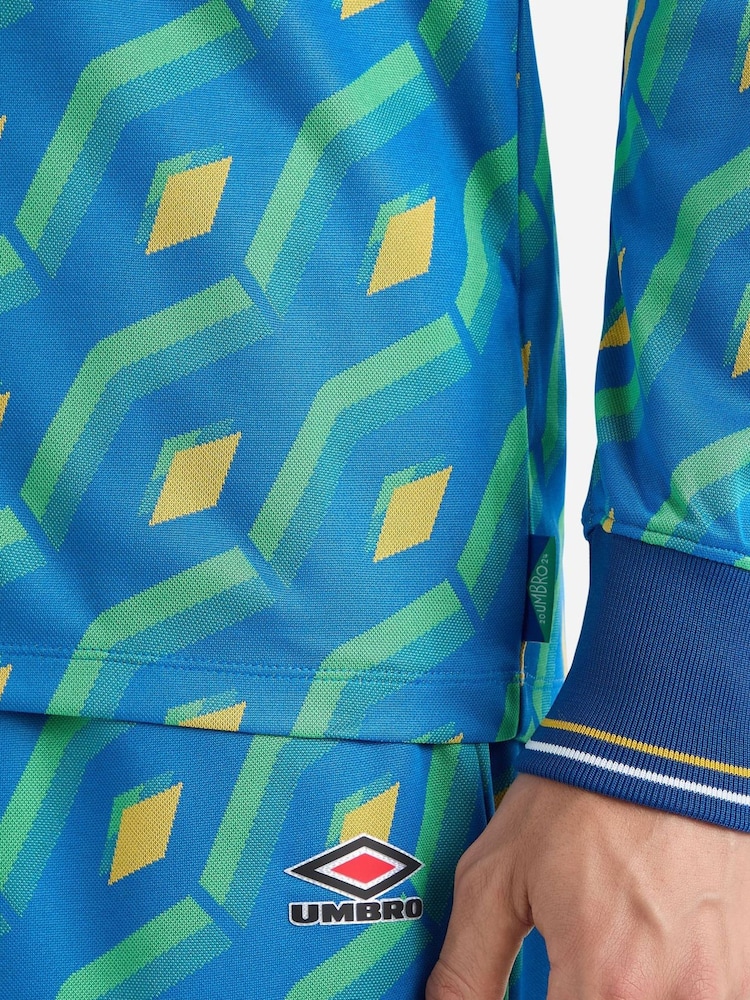 Umbro Blue Jacquard Long Sleeve Jersey - Image 4 of 4