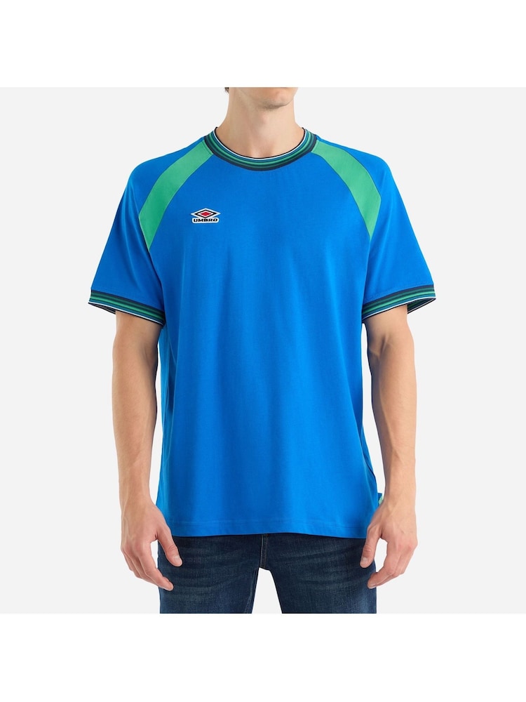 Umbro Blue Panelled 100% Cotton T-Shirt - Image 1 of 4
