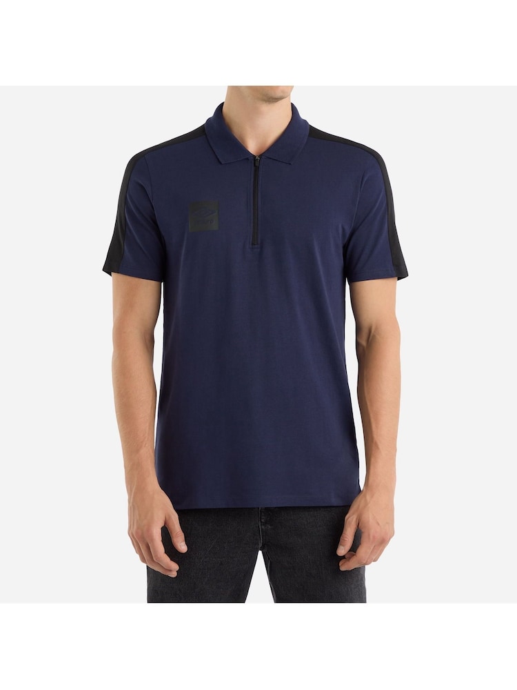 Umbro Black Terrace Zip 100% Cotton Polo Shirt - Image 1 of 4