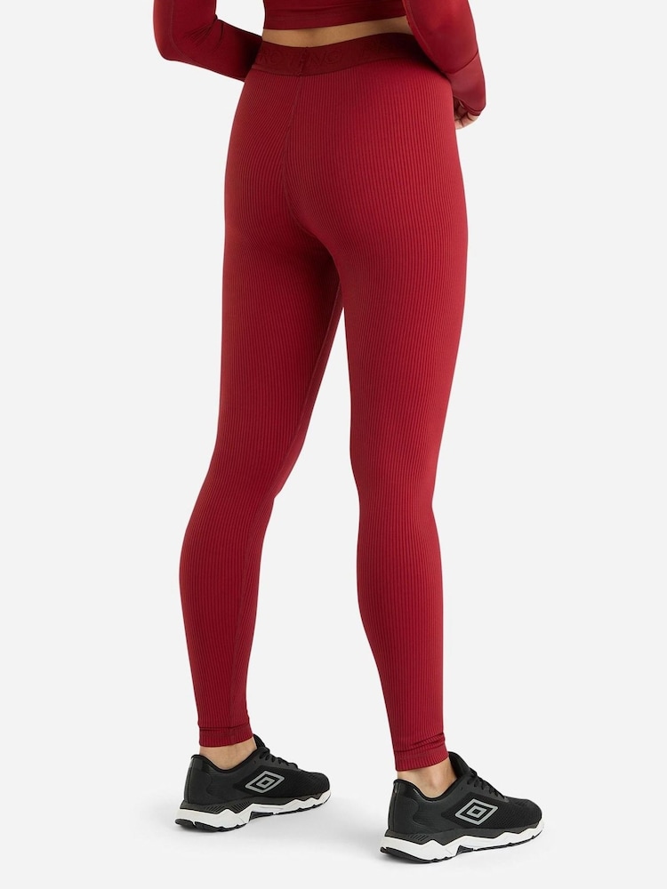 Umbro Red Pro Training Ribbed Leggings - Image 2 of 4