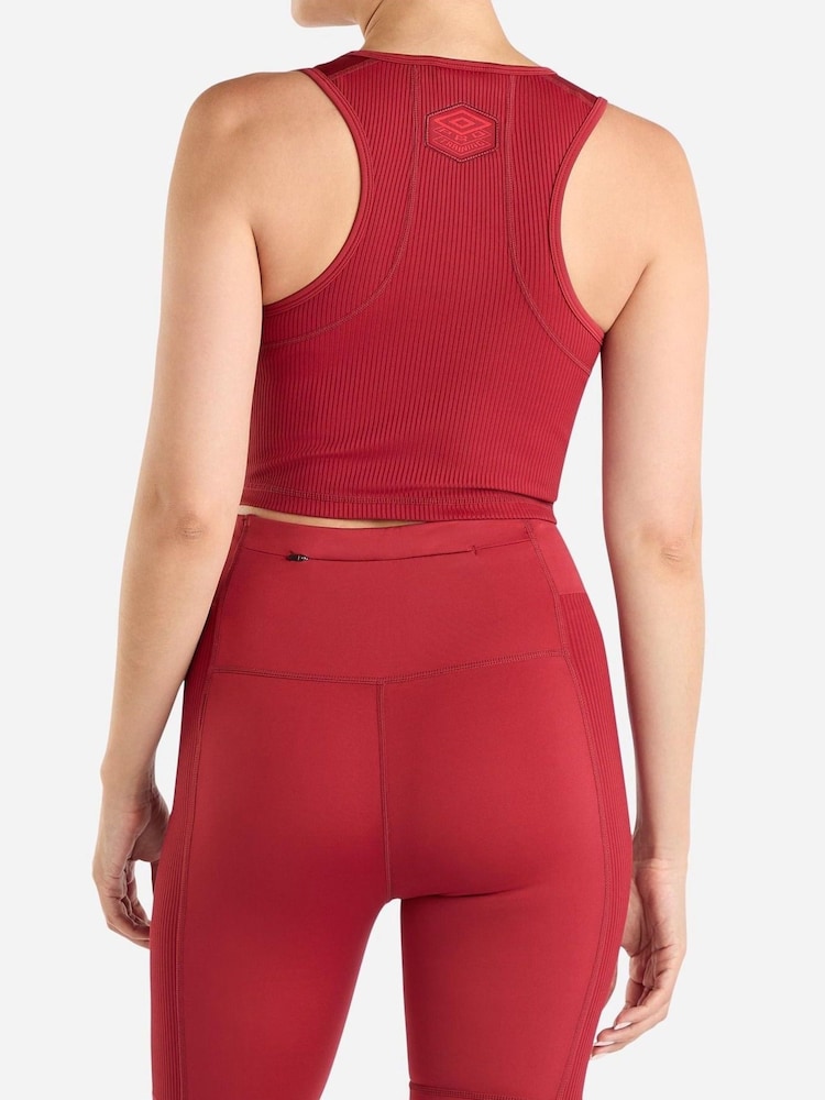 Umbro Red Pro Training Ribbed Crop Top - Image 2 of 4