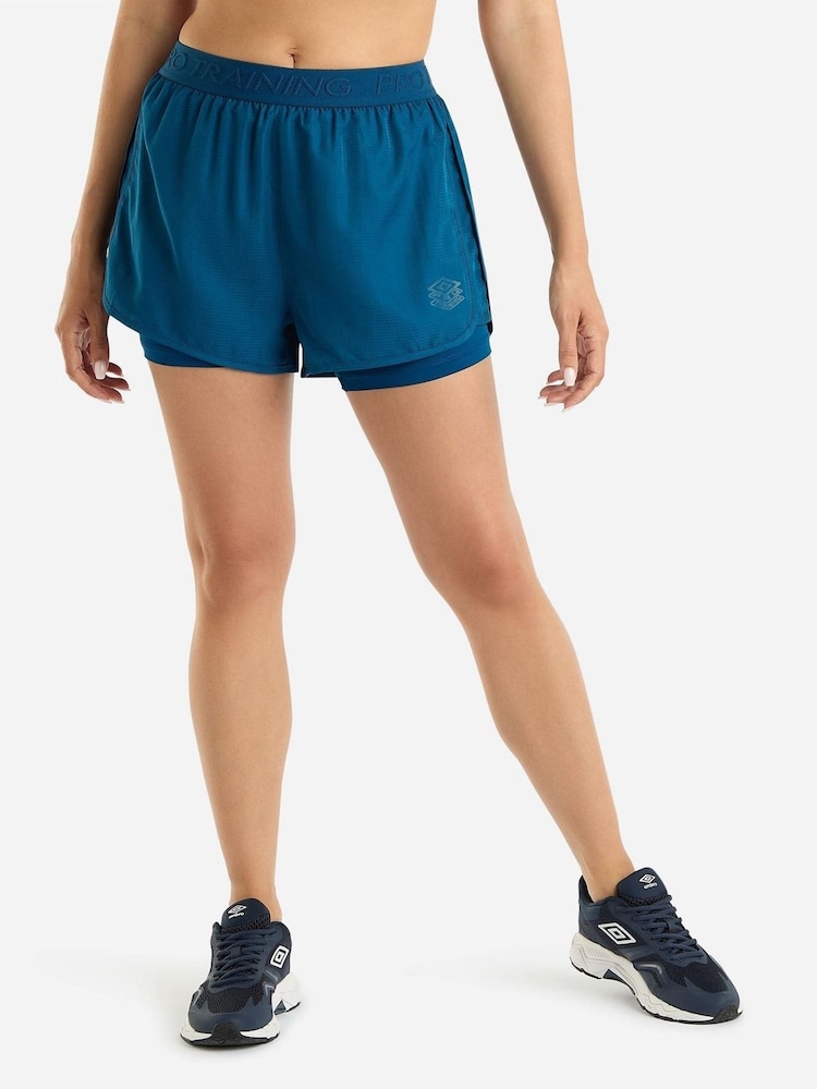 Umbro Blue Pro Training Hybrid Shorts - Image 3 of 4