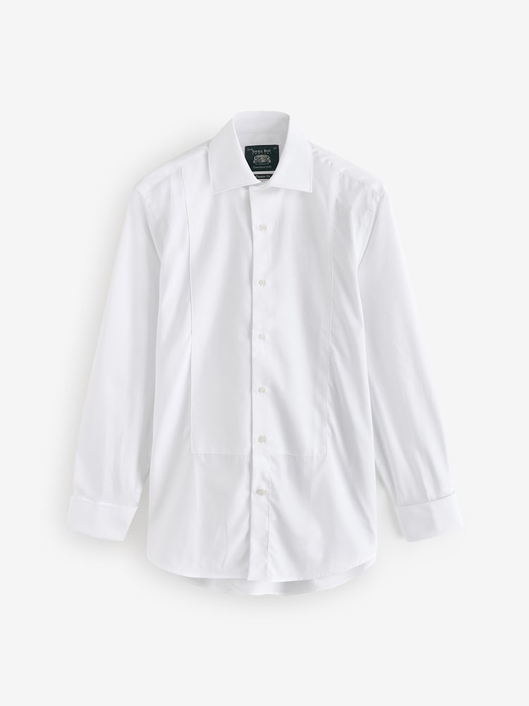 Savile Row Company Classic Fit Marcella Bib Tuxedo White 100% Cotton Shirt - Image 2 of 4