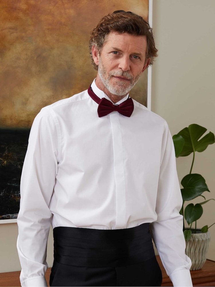 Classic Fit The Savile Row Company  White Wing Collar Dinner 100% Cotton Shirt Double Cuff - Image 2 of 6
