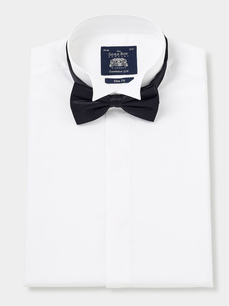 Savile Row Company Slim Fit 100% Cotton White Wing Collar Dress Formal Shirt Double Cuff - Image 4 of 6