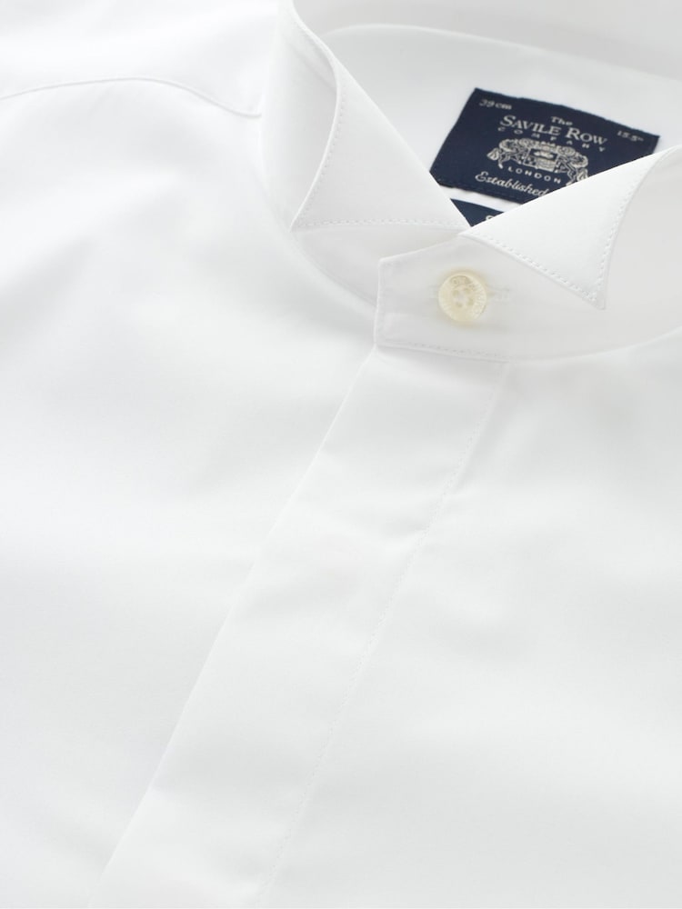 Slim Fit The Savile Row Company 100% Cotton White Wing Collar Dress Formal Shirt Double Cuff - Image 6 of 6