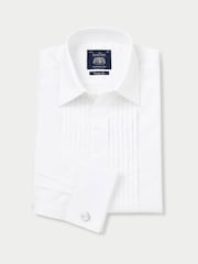 Белый - The Savile Row Company 100% Cotton Pleat Fly Front Classic Fit Shirt - Изображение 3 из 5