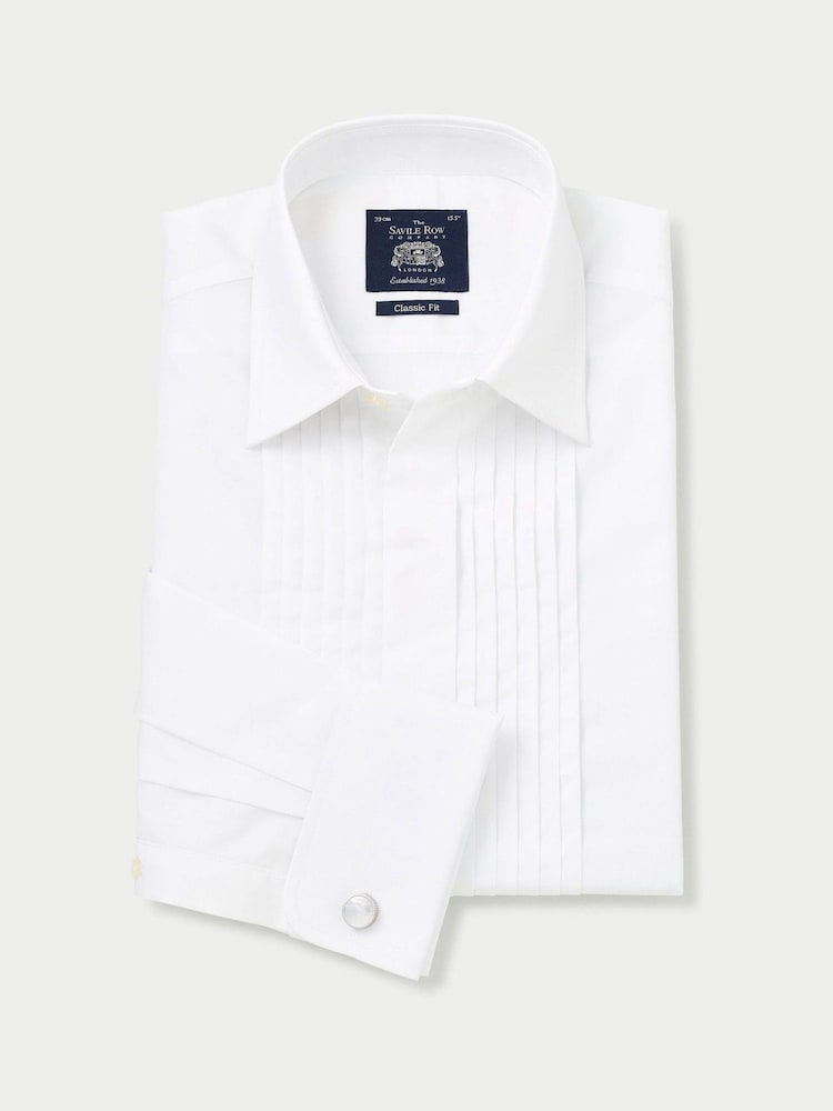 Buy Savile Row Company White Cotton Pleat Fly Front Classic Fit Shirt from  Next USA