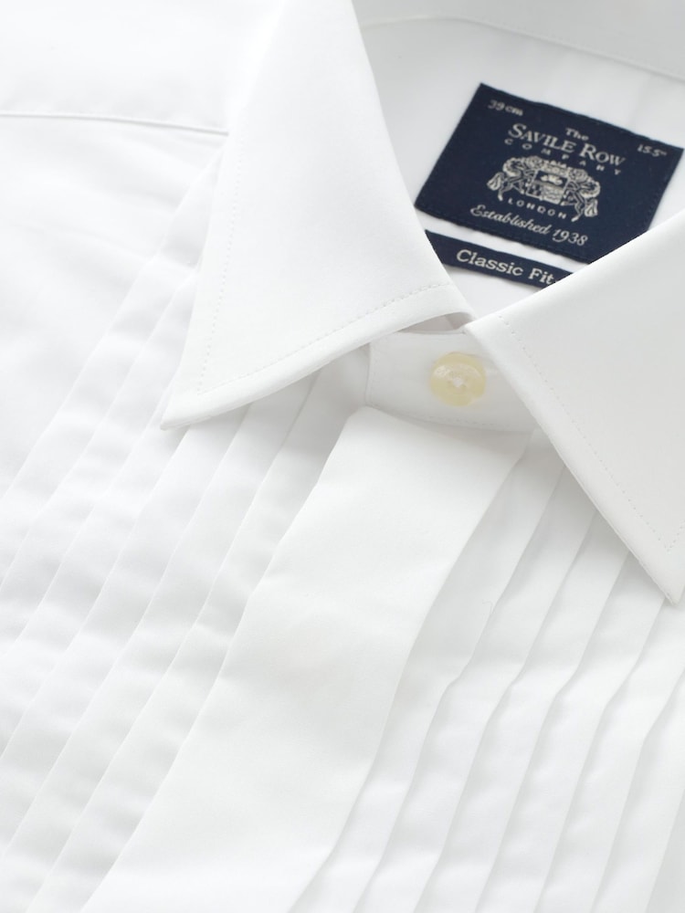 Buy Savile Row Company White Cotton Pleat Fly Front Classic Fit Shirt from  Next USA