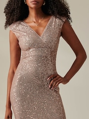 Jolie Moi Brown Gittel Sequin Bodycon Midi Dress - Image 3 of 6