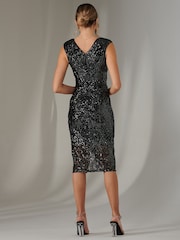 Jolie Moi Black Demi Sequin Wrap Slit Bodycon Dress - Image 2 of 6