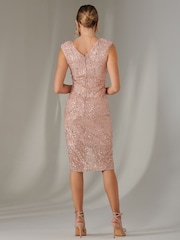 Jolie Moi Pink Demi Sequin Wrap Slit Bodycon Dress - Image 2 of 6